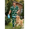 Ekouaer Men’s Cotton Pajama Set Short Sleeve Button Down Sleepwear Pjs(Tiger/Green)