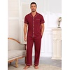 Ekouaer Men’s Cotton Pajama Set Short Sleeve Button Down Sleepwear Pjs(Wine Red)