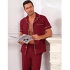 Ekouaer Men’s Cotton Pajama Set Short Sleeve Button Down Sleepwear Pjs(Wine Red)