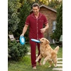 Ekouaer Men’s Cotton Pajama Set Short Sleeve Button Down Sleepwear Pjs(Wine Red)