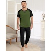 Ekouaer Mens Pajama Set Short Sleeve Pjs with Pant 2 Piece Lounge Set S-3XL(Army Green Black)