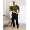 Ekouaer Mens Pajama Set Short Sleeve Pjs with Pant 2 Piece Lounge Set S-3XL(Army Green Black)
