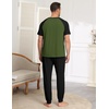 Ekouaer Mens Pajama Set Short Sleeve Pjs with Pant 2 Piece Lounge Set S-3XL(Army Green Black)