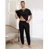 Ekouaer Mens Pajama Set Short Sleeve Pjs with Pant 2 Piece Lounge Set S-3XL(Black)