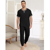 Ekouaer Mens Pajama Set Short Sleeve Pjs with Pant 2 Piece Lounge Set S-3XL(Black)