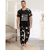 Ekouaer Mens Pajama Set Short Sleeve Pjs with Pant 2 Piece Lounge Set S-3XL(Black Gaming)