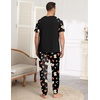 Ekouaer Mens Pajama Set Short Sleeve Pjs with Pant 2 Piece Lounge Set S-3XL(Black Gaming)