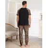 Ekouaer Mens Pajama Set Short Sleeve Pjs with Pant 2 Piece Lounge Set S-3XL(Black Leopard)