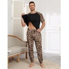 Ekouaer Mens Pajama Set Short Sleeve Pjs with Pant 2 Piece Lounge Set S-3XL(Black Leopard)
