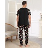 Ekouaer Mens Pajama Set Short Sleeve Pjs with Pant 2 Piece Lounge Set S-3XL(Black Reindeer Christmas)