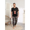 Ekouaer Mens Pajama Set Short Sleeve Pjs with Pant 2 Piece Lounge Set S-3XL(Black Reindeer Christmas)