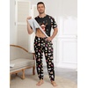 Ekouaer Mens Pajama Set Short Sleeve Pjs with Pant 2 Piece Lounge Set S-3XL(Black Reindeer Christmas)
