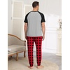 Ekouaer Mens Pajama Set Short Sleeve Pjs with Pant 2 Piece Lounge Set S-3XL(Black-red Plaid)