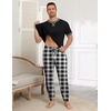 Ekouaer Mens Pajama Set Short Sleeve Pjs with Pant 2 Piece Lounge Set S-3XL(Black-white Plaid)