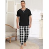 Ekouaer Mens Pajama Set Short Sleeve Pjs with Pant 2 Piece Lounge Set S-3XL(Black-white Plaid)