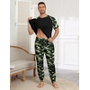 Ekouaer Mens Pajama Set Short Sleeve Pjs with Pant 2 Piece Lounge Set S-3XL(Camo Black)