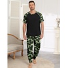 Ekouaer Mens Pajama Set Short Sleeve Pjs with Pant 2 Piece Lounge Set S-3XL(Camo Black)