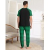 Ekouaer Mens Pajama Set Short Sleeve Pjs with Pant 2 Piece Lounge Set S-3XL(Green-black Plaid)