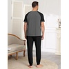 Ekouaer Mens Pajama Set Short Sleeve Pjs with Pant 2 Piece Lounge Set S-3XL(Grey Black)