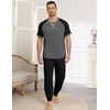 Ekouaer Mens Pajama Set Short Sleeve Pjs with Pant 2 Piece Lounge Set S-3XL(Grey Black)