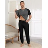 Ekouaer Mens Pajama Set Short Sleeve Pjs with Pant 2 Piece Lounge Set S-3XL(Grey Black)