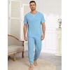 Ekouaer Mens Pajama Set Short Sleeve Pjs with Pant 2 Piece Lounge Set S-3XL(Light Blue)