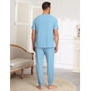Ekouaer Mens Pajama Set Short Sleeve Pjs with Pant 2 Piece Lounge Set S-3XL(Light Blue)