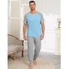Ekouaer Mens Pajama Set Short Sleeve Pjs with Pant 2 Piece Lounge Set S-3XL(Light Blue Grey)