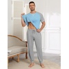 Ekouaer Mens Pajama Set Short Sleeve Pjs with Pant 2 Piece Lounge Set S-3XL(Light Blue Grey)
