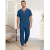 Ekouaer Mens Pajama Set Short Sleeve Pjs with Pant 2 Piece Lounge Set S-3XL(Navy Blue)