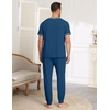 Ekouaer Mens Pajama Set Short Sleeve Pjs with Pant 2 Piece Lounge Set S-3XL(Navy Blue)