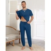 Ekouaer Mens Pajama Set Short Sleeve Pjs with Pant 2 Piece Lounge Set S-3XL(Navy Blue)