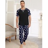 Ekouaer Mens Pajama Set Short Sleeve Pjs with Pant 2 Piece Lounge Set S-3XL(Navy Santa)