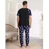Ekouaer Mens Pajama Set Short Sleeve Pjs with Pant 2 Piece Lounge Set S-3XL(Navy Santa)