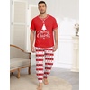 Ekouaer Mens Pajama Set Short Sleeve Pjs with Pant 2 Piece Lounge Set S-3XL(Red Merry Christmas)