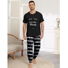 Ekouaer Mens Pajama Set Short Sleeve Pjs with Pant 2 Piece Lounge Set S-3XL(Tie-dye Black White)