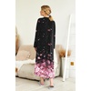 Ekouaer Nightgowns for Women Long Sleeve Winter Night Gown with Pockets(Black Pink Flower)