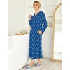 Ekouaer Nightgowns for Women Long Sleeve Winter Night Gown with Pockets(Blue Star)