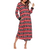 Ekouaer Nightgowns for Women Long Sleeve Winter Night Gown with Pockets(Christmas Red)