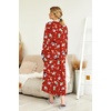 Ekouaer Nightgowns for Women Long Sleeve Winter Night Gown with Pockets(Christmas Red With Santa)