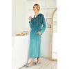 Ekouaer Nightgowns for Women Long Sleeve Winter Night Gown with Pockets(Green Leaves)