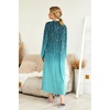 Ekouaer Nightgowns for Women Long Sleeve Winter Night Gown with Pockets(Green Leaves)