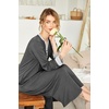 Ekouaer Nightgowns for Women Long Sleeve Winter Night Gown with Pockets(Grey)