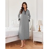 Ekouaer Nightgowns for Women Long Sleeve Winter Night Gown with Pockets(Grey White Striped)