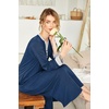 Ekouaer Nightgowns for Women Long Sleeve Winter Night Gown with Pockets(Navy)