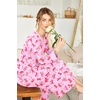 Ekouaer Nightgowns for Women Long Sleeve Winter Night Gown with Pockets(Pink Bow)