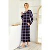 Ekouaer Nightgowns for Women Long Sleeve Winter Night Gown with Pockets(Purple Plaid)
