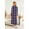 Ekouaer Nightgowns for Women Long Sleeve Winter Night Gown with Pockets(Purple Plaid)