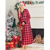 Ekouaer Nightgowns for Women Long Sleeve Winter Night Gown with Pockets(Red Plaid)