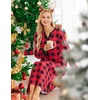 Ekouaer Nightgowns for Women Long Sleeve Winter Night Gown with Pockets(Red Plaid)